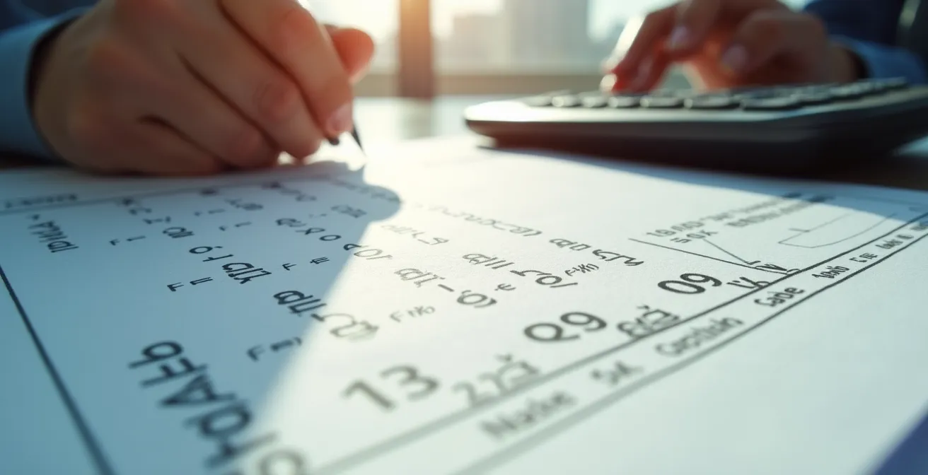 Financial analyst workspace showing cap rate calculations on paper