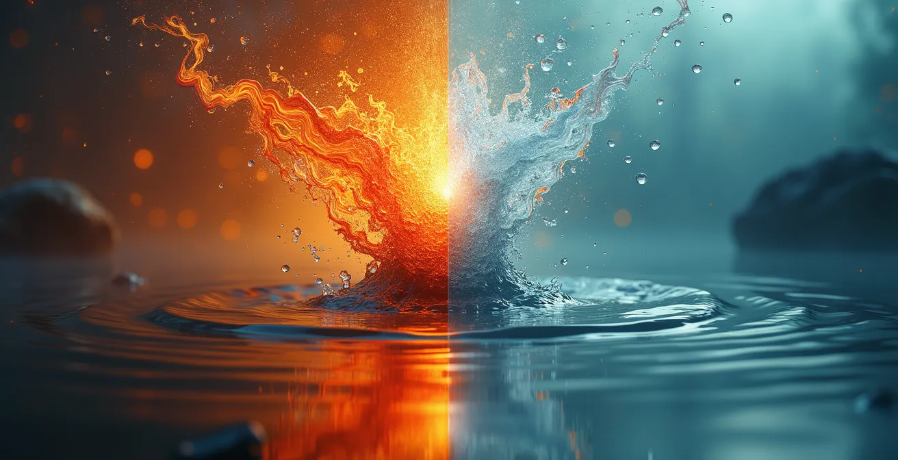 Split composition showing active visualization versus meditative stillness in athletic preparation