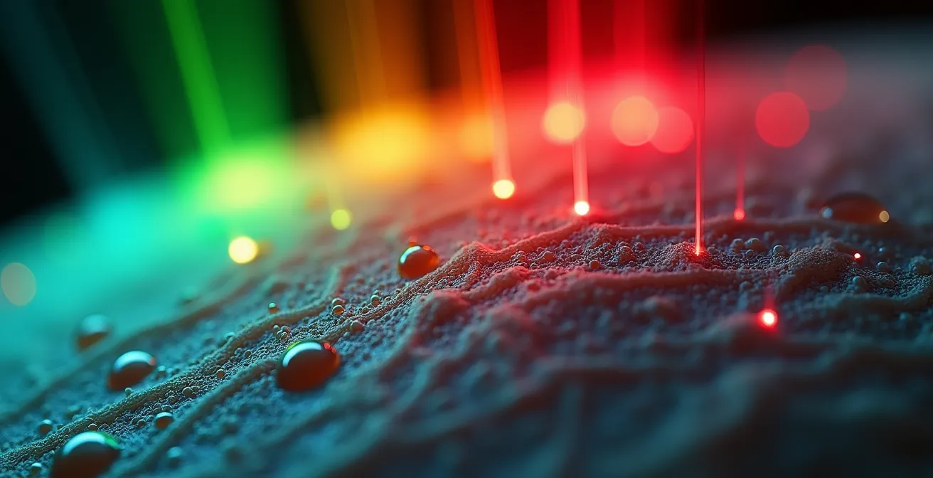 Close-up visualization of photoplethysmography sensor light patterns
