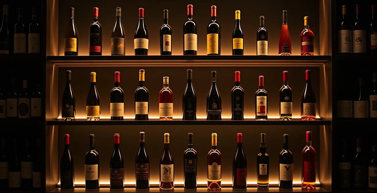 Professional wine cellar showcasing bottles at various price tiers